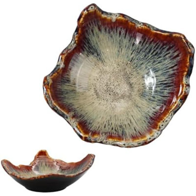 Bol décoratif en céramique de 8 po, bol à clés en émail réactif à rebord irrégulier pour la table d'entrée, sac à main fabriqué à la main attrape tous les bols, bols à fruits de style japonais pour la table ou la maison