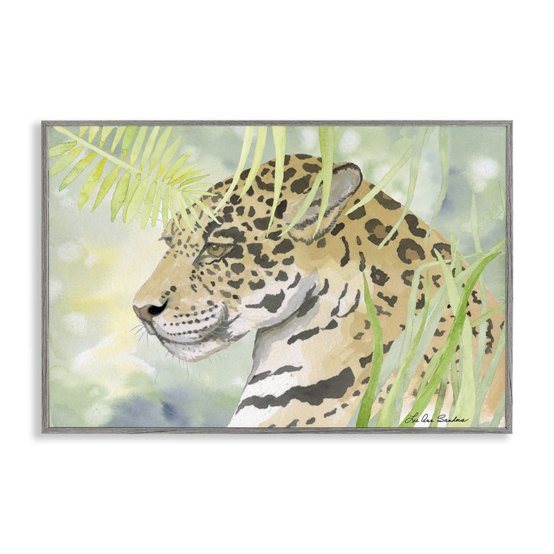 «Leopard In The Jungle», estampe numérique de Lee Ann Sanders, H 20 po x l 30 po, Estampe numérique Farmhouse