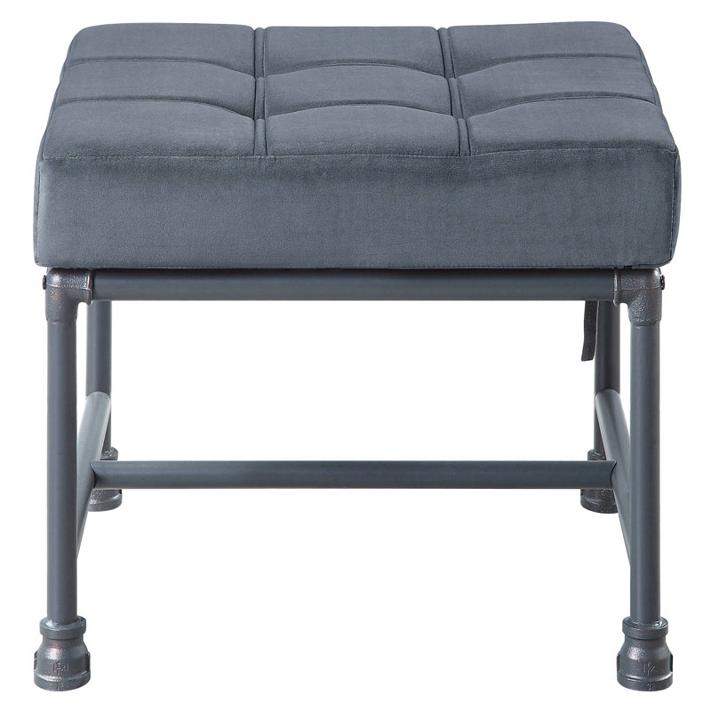 Velours gris avec structure en métal, style de conduite d'eau industrielle, dossier en mousse viscoélastique, coussin décoratif, design, siège et pièce