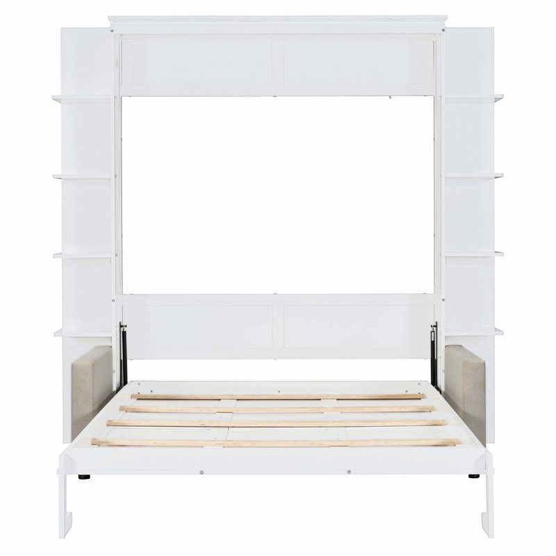 Grand lit escamotable blanc avec canapé Murphy