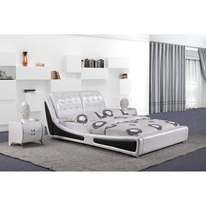 Iden Upholstered Platform Bed, Queen, White