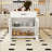 80-Inch Expandable Kitchen Island With Dining Table, Solid Wood Grain Countertop, Power Outlets, And Mobile Storage Cart-1564675916