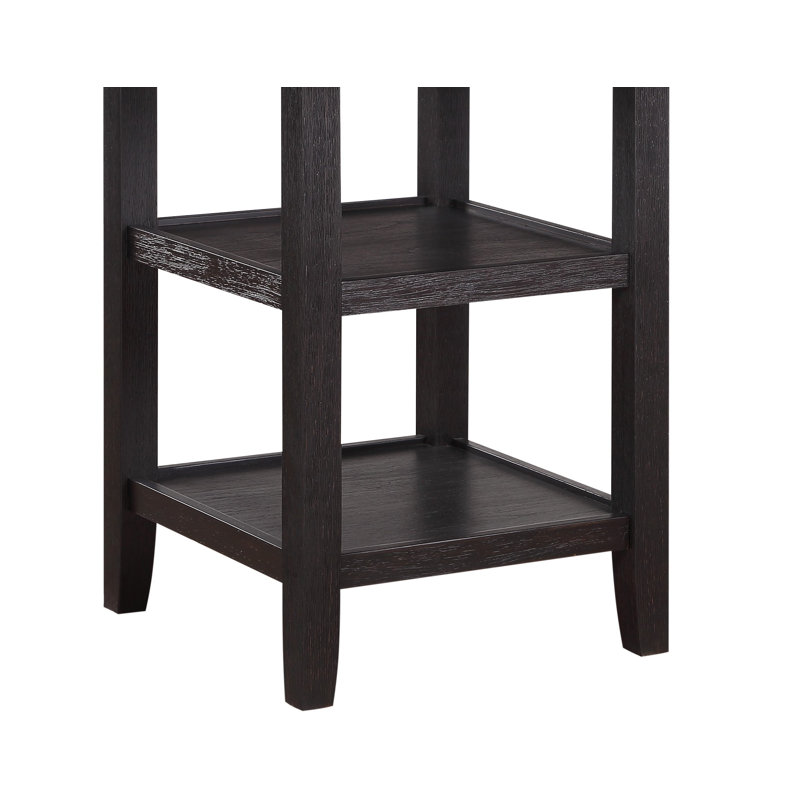 Table de hauteur comptoir 1Pc avec 2X présentoirs de mobilier de style transitionnel, Brun, Noir, Noir