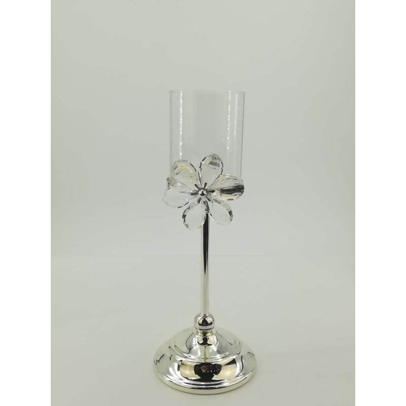 Fleur en cristal / ouragan en métal, H 12,5 po x l 4,8 po x P 4,8 po