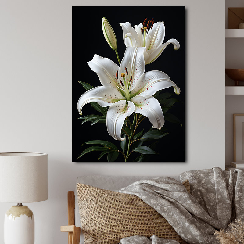 «Black White Lily Exquis II» - lys, impressions sur toile, null, null