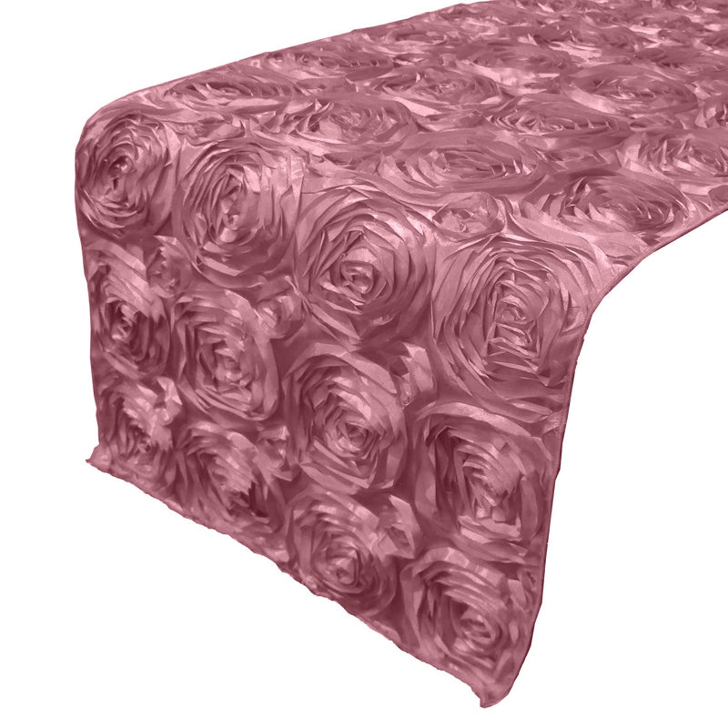 Chemin de table floral, L 12 po x L 108 po, Vieux rose