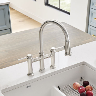 Empressa Pull Down Dual Spray Bridge Faucet -  Blanco, 442505