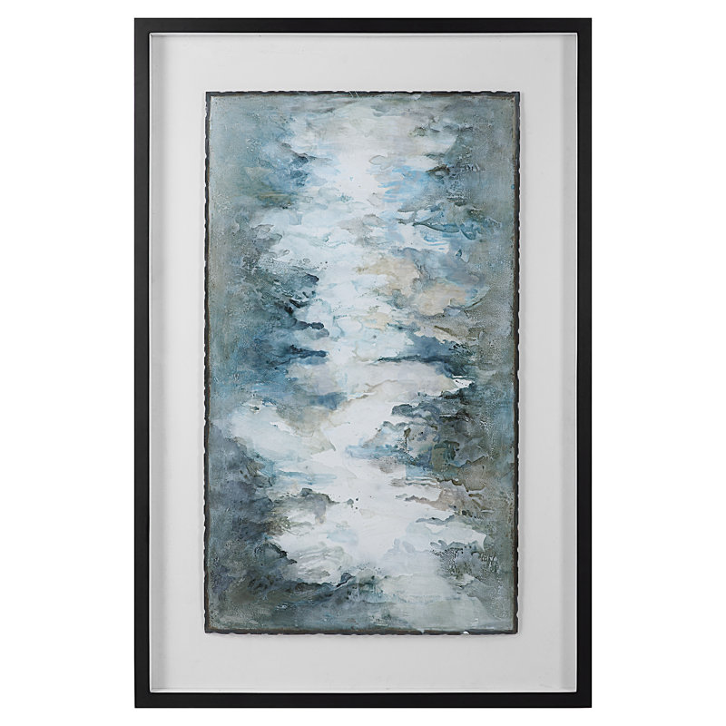 Lakeside Grande Blue and Silver Abstract Metal Print