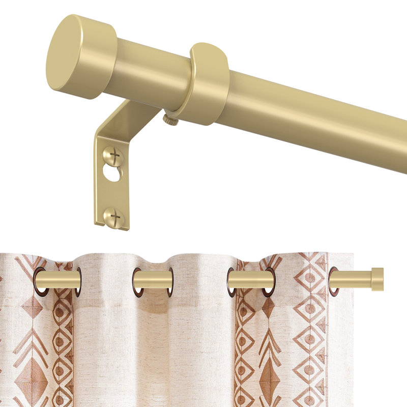 Tringle à rideaux simple classique avec embouts modernes 18-45 po, Doré, 18" - 45"