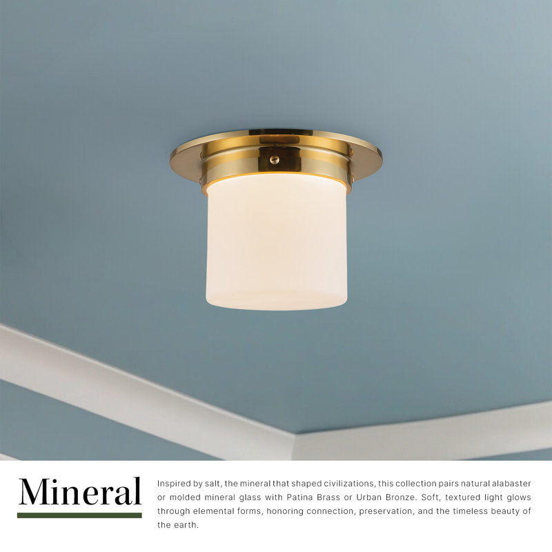 Mineral 8-in Brass Flush Mount, Oil Rubbed Bronze, Opal Glass