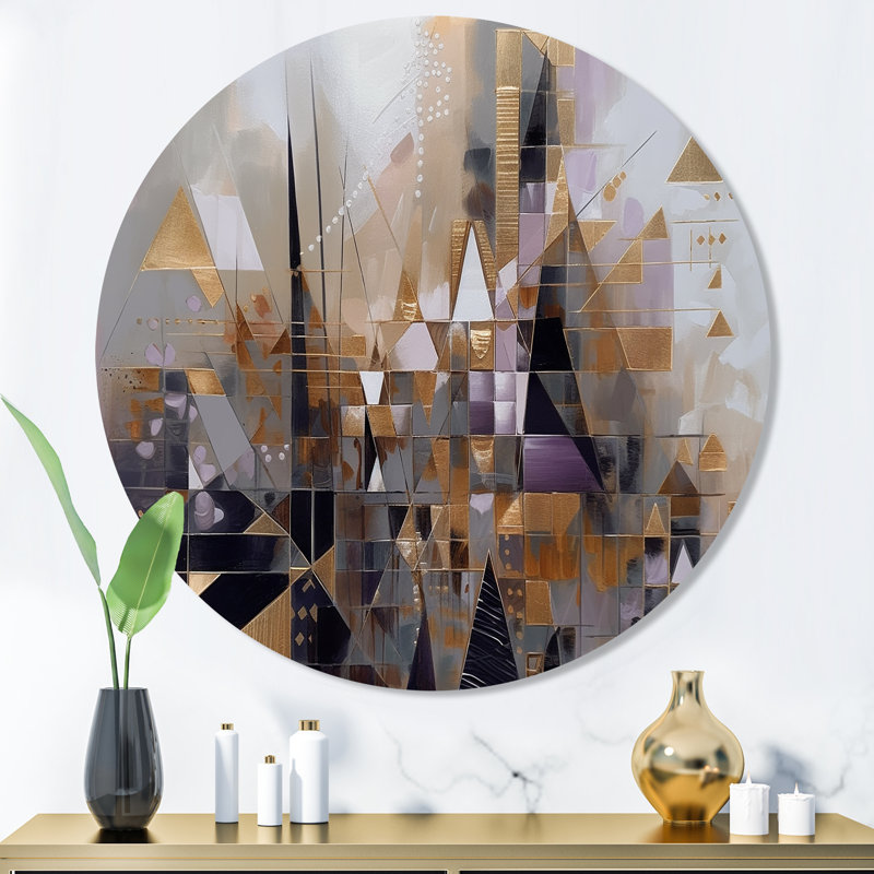 Soft Color Composition II - Abstract Geometric Round Wall Art on Metal, 36" H x 36" W x 1" D