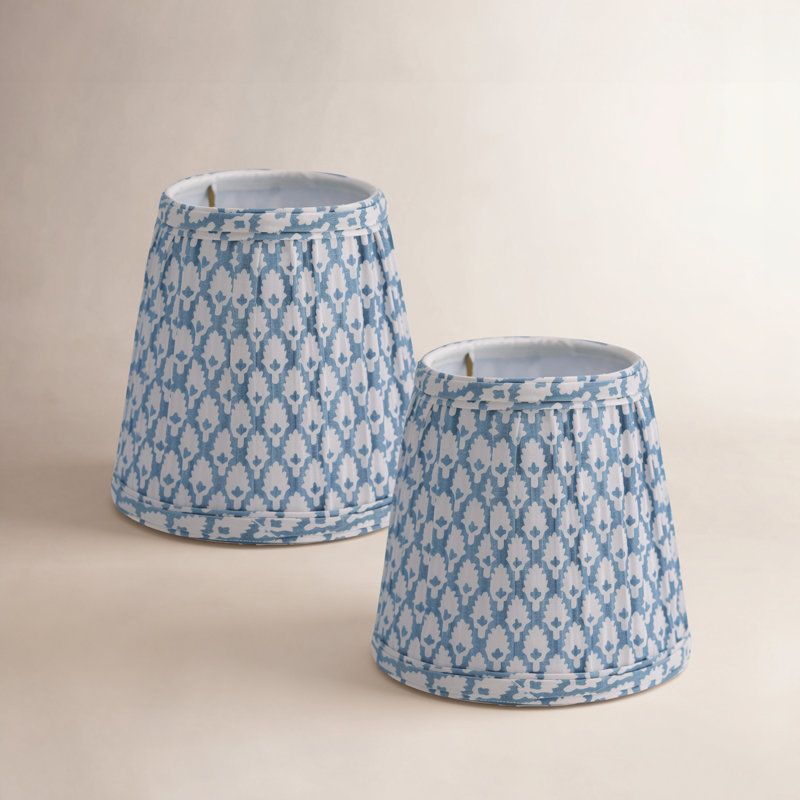 Abat-jour empire rigide avec fixateur de flamme Empire, ensemble de 2, blanc, Bleu / blanc