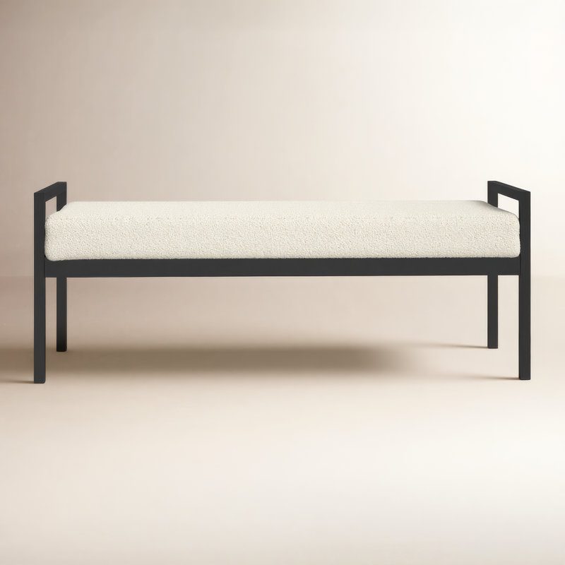 Loxe Teddy Upholstered Bench, Cream Sherpa