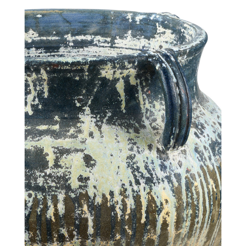 Agrigento - Planter - Antique White, Antique White, Blue Drip