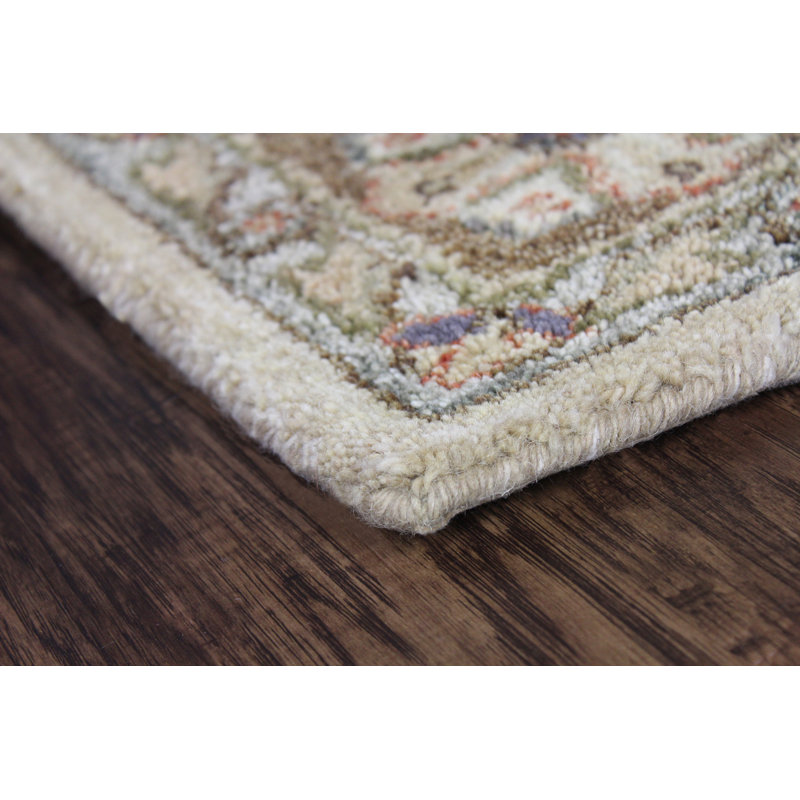 Tapis décoratif beige Touffeté à la main à motif oriental modbury, Rectangle 8 pi x 11 pi