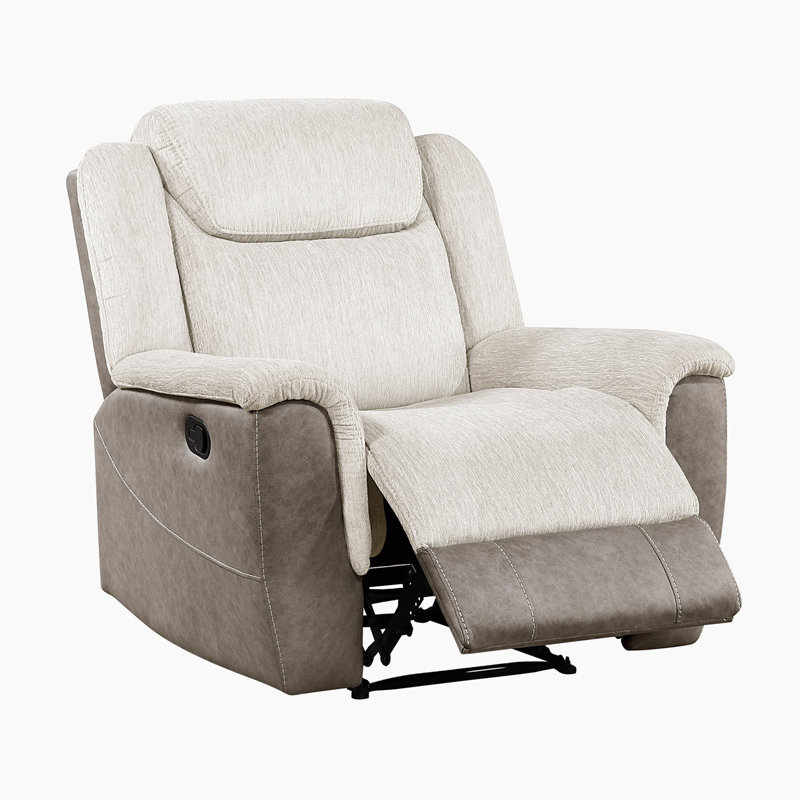 Walden 40" Modern & Contemporary Chenille and Polished Microfiber Reclining Chair with Two-Tone Upholstery, Pocket Coil Seating & Durable Support