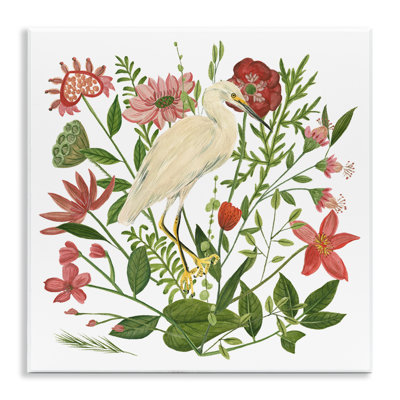 Nautical Flowers & Egret Wall Plaque Art by Melissa Wang