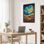 «Teal and Orange Crescent Moon», art mural sur toile-1352536204