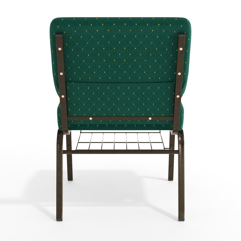 Chaise d'église l 21,25 po Mikolaj, Veine d'or, Motif à pois vert forêt