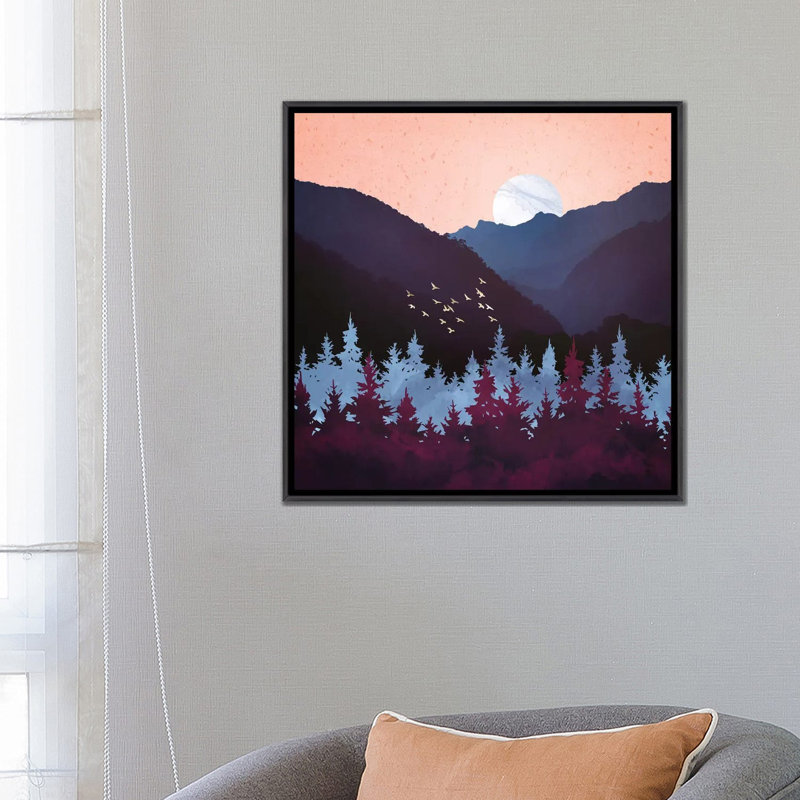 Mulberry Dusk - impression d'art graphique, Aucun mat, H 26 po x l 26 po x P 1,5 po, Toile avec cadre noir patiné