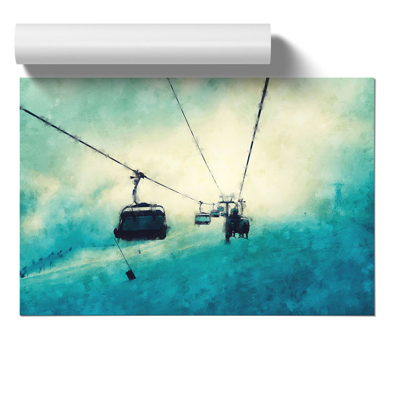 Ski Lift Painting - Frameless Print, 30cm H x 42cm W x 0.1cm D