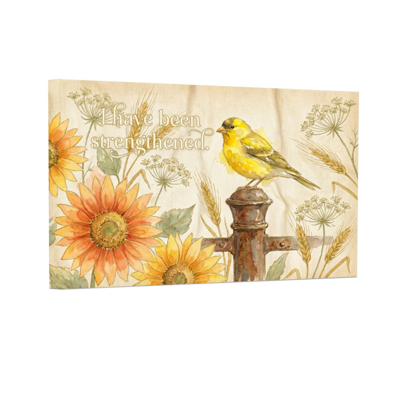 Texte et chiffres, tournesol, clôture, oiseau, art floral, H 12 po x l 18 po