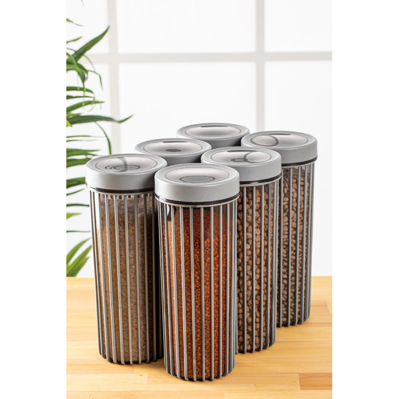 Durable Plastic Storage Box Set (6 Pieces), Gray, 4.1 x 4.1 x 10.6 inches | 100% BPA-Free, Dishwasher Safe | Ideal for Organizing Kitchen, Bathroom & Office Supplies, Space-Saving Design