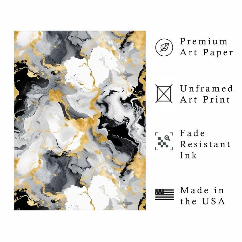 «Abstract Gold Strokes I», reproduction d'art moderne sans cadre, H 30 po x l 20 po