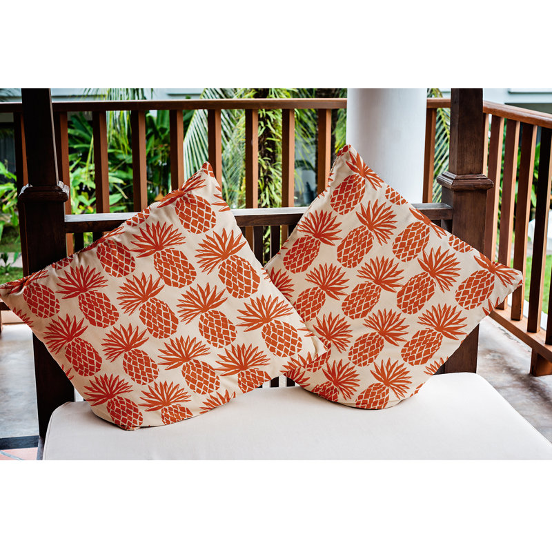 Coussin intérieur / extérieur Pineapple Stripes, 20 po x 20 po, Terre de Sienne