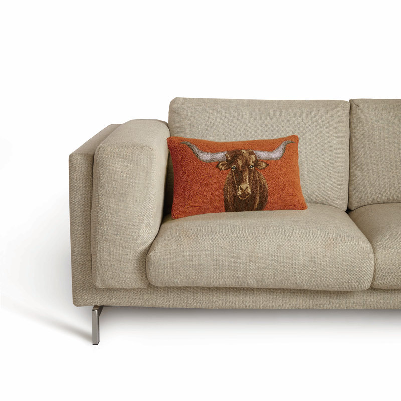 Longhorn Wool Hook Throw Pillow