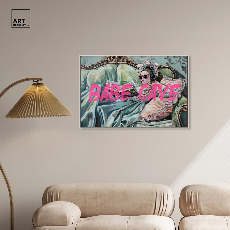 Art moderne classique sur toile antique Babe Cave par Art Remedy, H 25 po x l 37 po x P 2 po, Encadrement argenté