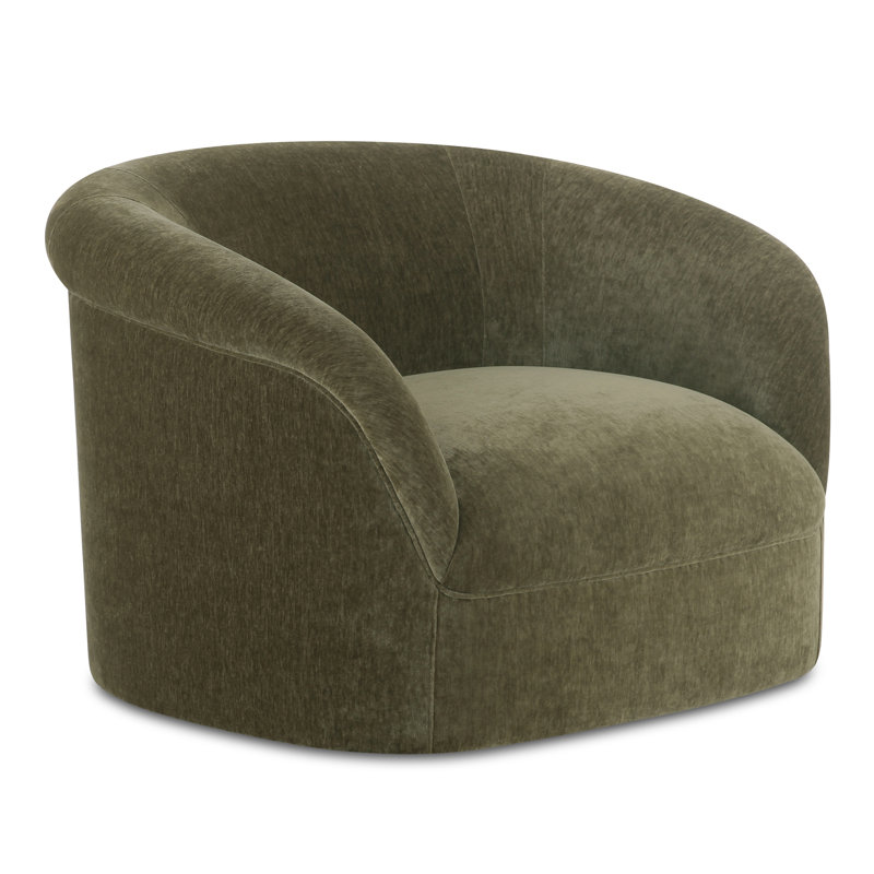 Upholstered Armchair, Dark Green Performance Chenille