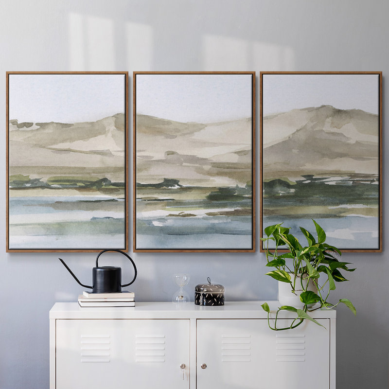 Desert Mountains II 3 pièces, H 40 po x l 78 po, Cadre noyer