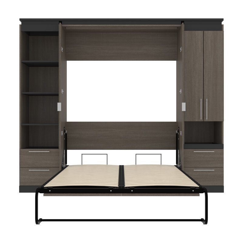 Lit escamotable avec rangement Camalla, Écorce gris
