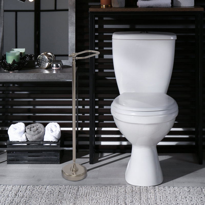 Porte-papier hygiénique sur pied Gober, Étain antique