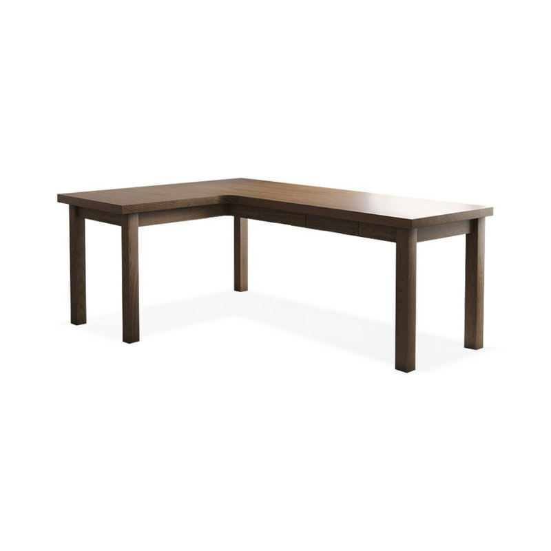 Walnut L-Shaped Solid Wood Writing desk with drawers desk, Left Hand Return, 29.53" H x 70.87" W x 47.24" D