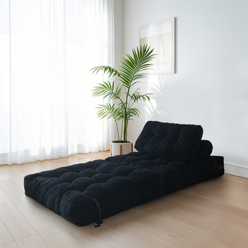 Boneless 8" Futon mattress, Folding Sofa Bed, Black, Single