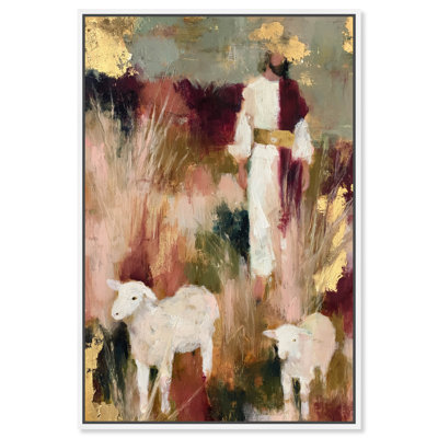 Tableau encadré « Dans la prairie », toile imprimée, art mural chrétien par Art Remedy, cadre blanc, 10 x 15