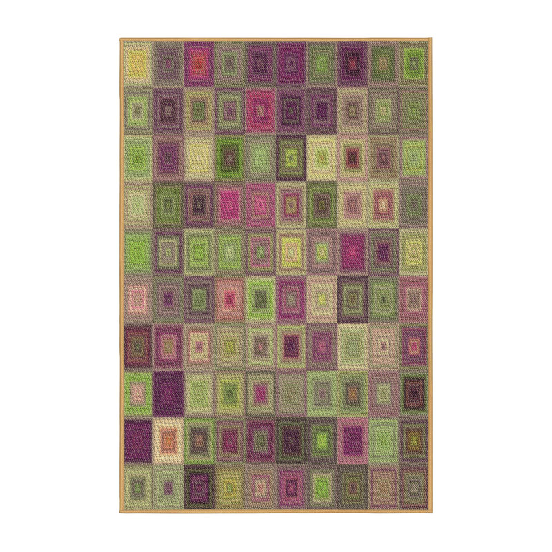 Tapis géométrique en laine vert, Rectangle 5 pi x 7 pi