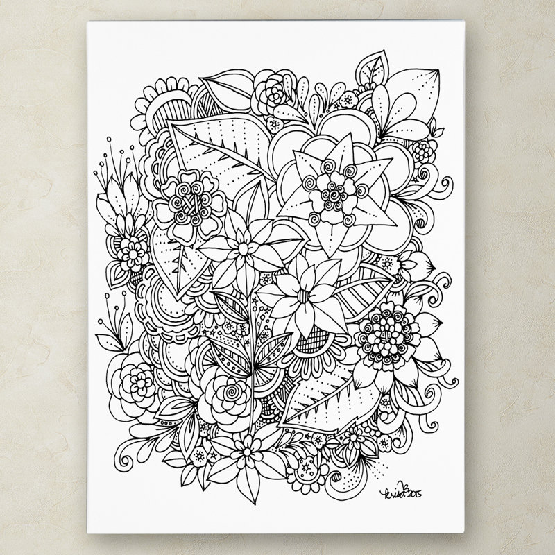Carson «Flowers 2», impression sur toile tendue KCDoodleArt, H 32 po x l 24 po x P 2 po