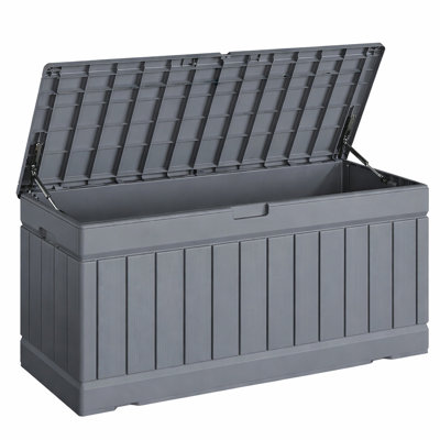 Coffre de terrasse imperméable 78 gallons avec couvercle verrouillable pour meubles de patio, fournitures de piscine