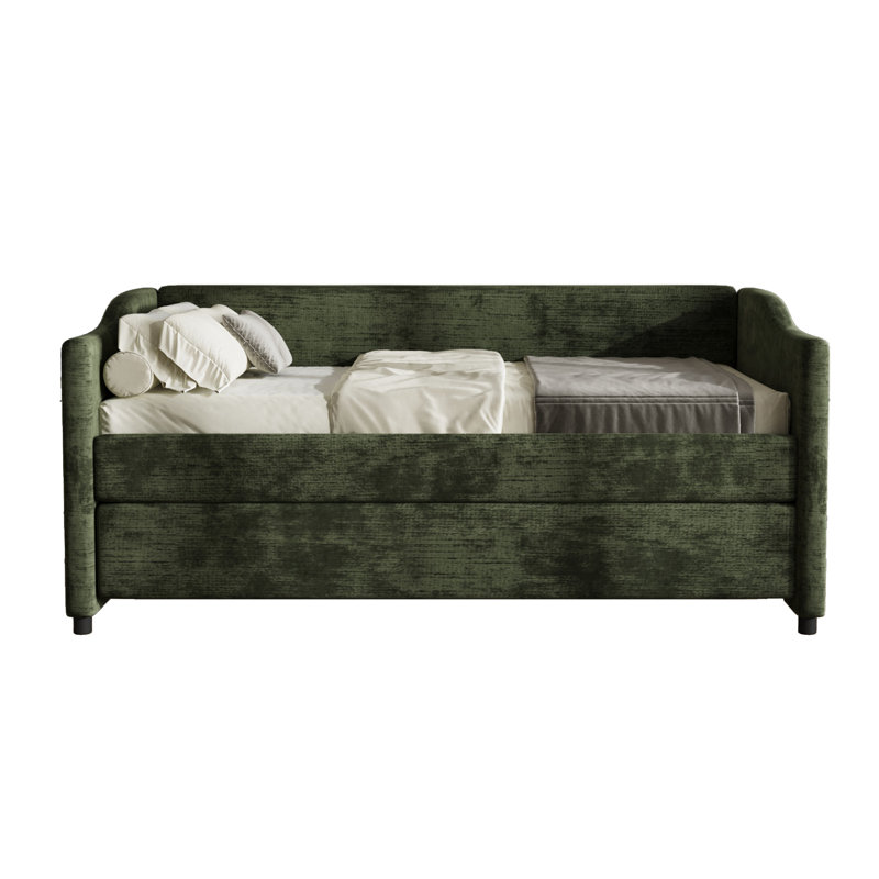 Lit de jour rembourré avec couchette, Vert