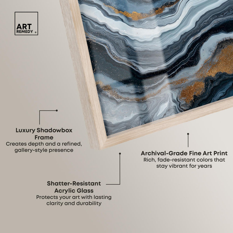 Acrylique Flow II, Shadowbox Print, Geode Art Prints par Art Remedy, Crème, crème, H 25 po x l 21 po