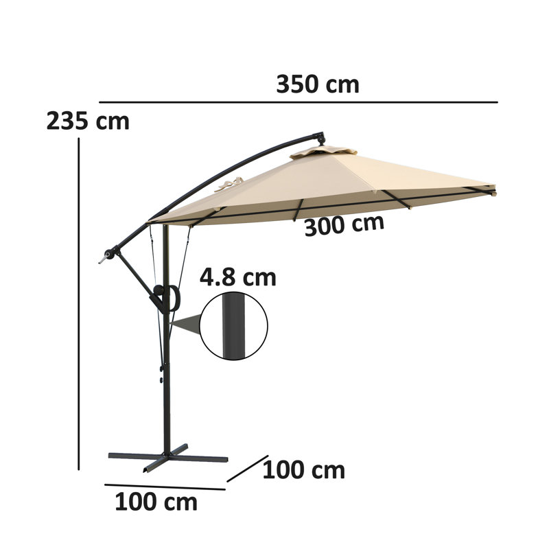 305cm Tilt Cantilever Parasol, Brown