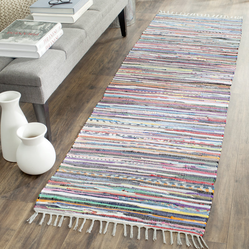 Mireia Rug Hand Woven Cotton Striped Rug, Runner 2'3" x 7'