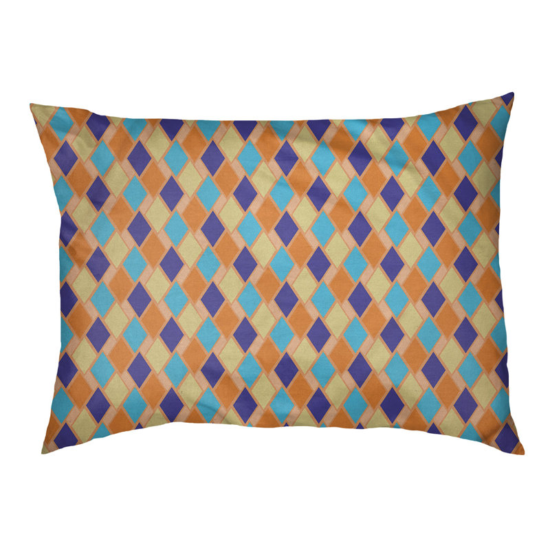 Coussin de diamants rétro Byrge, Très grand (l 52 po x P 42 po x H 17 po), Kaki / bleu ardoise foncé