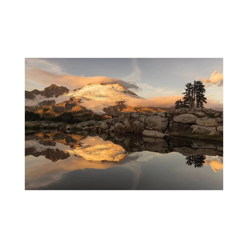 USA Washington Mt Baker Reflects in Lake 1 Piece Wrapped Canvas Wall Art, 101.6 cm H x 66.04 cm W