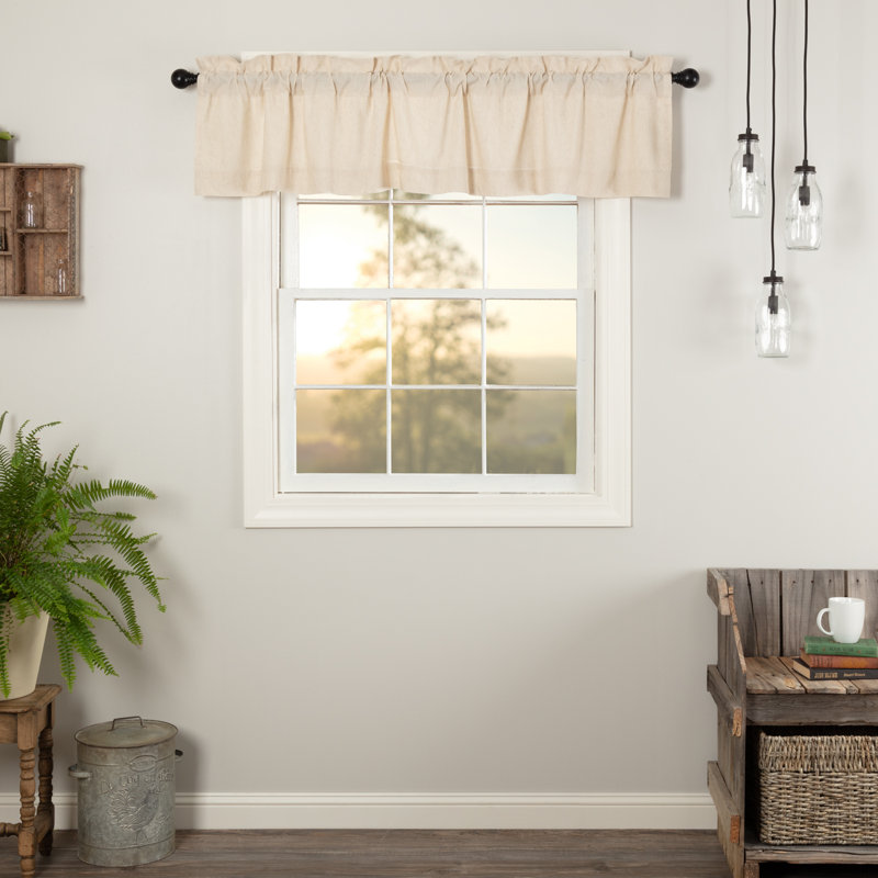Rucker Cotton Blend Tailored Window Valance, 72" W x 16" L, Natural Cream