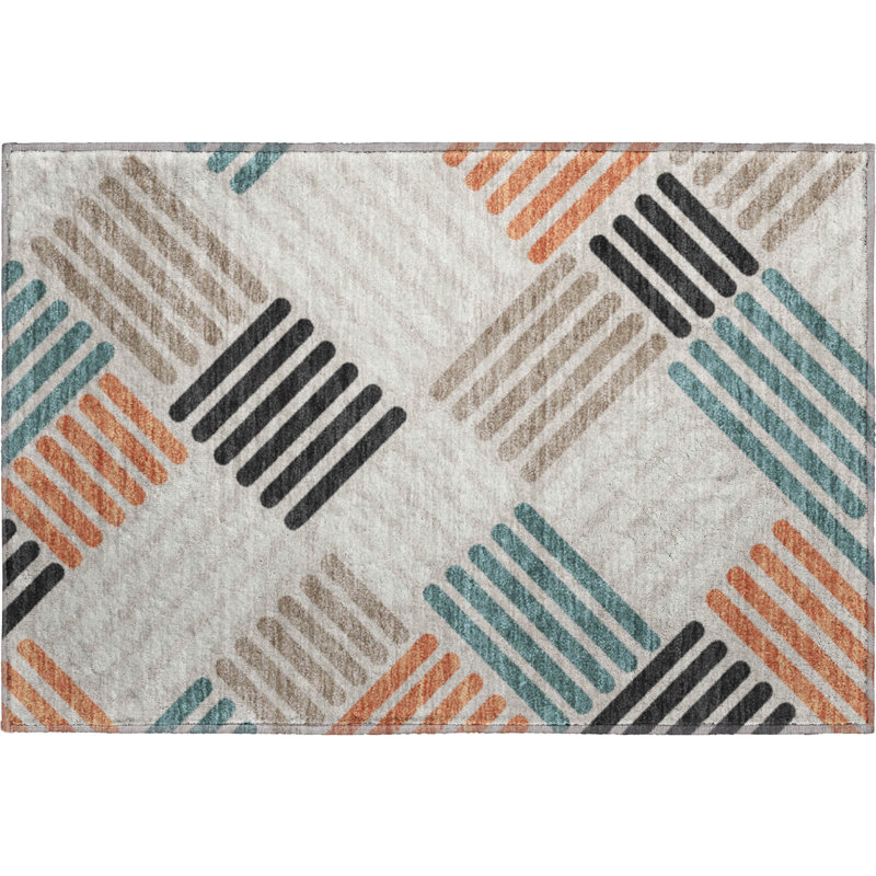Premium Machine Washable Mayfield AMF2339 Geometric Rug, 1'8" x 2'6", Dune