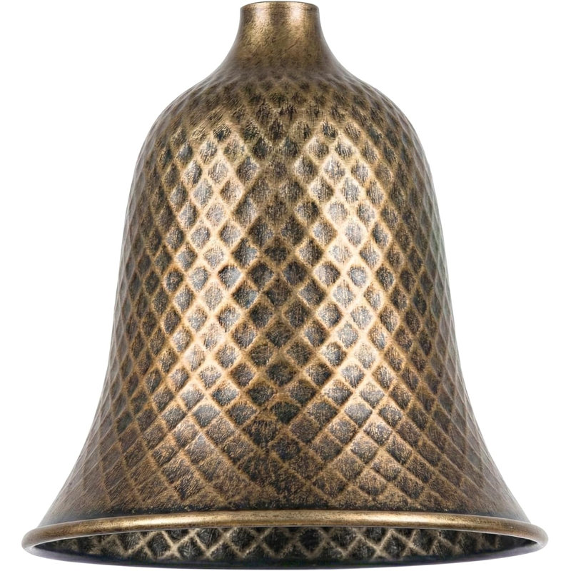 Antique Bronze Fine Dotted Metal Lampshade, E27 Easy Fit, Available in Bell, Round and Dome Styles, Bell